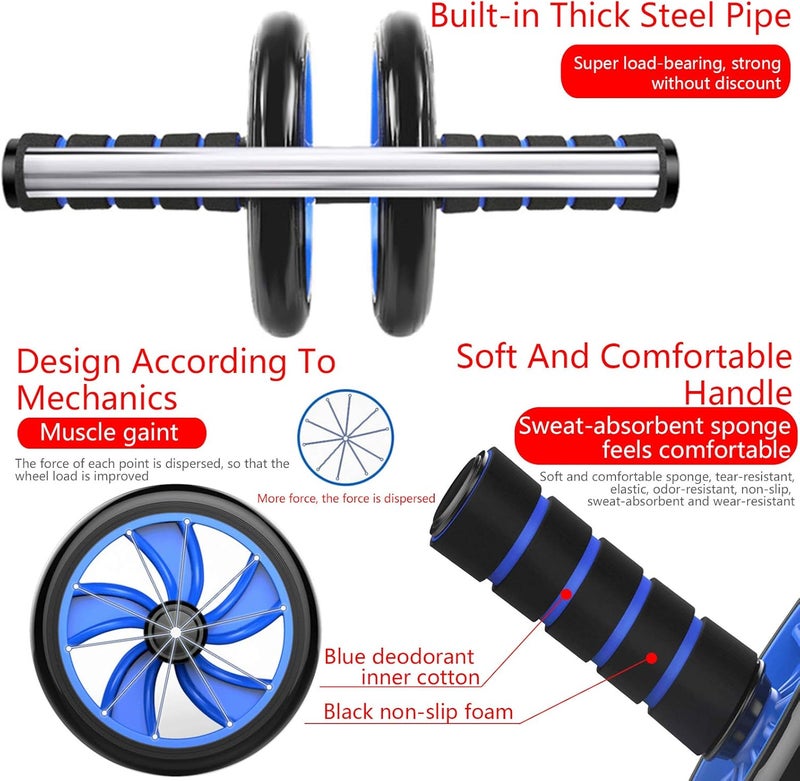Sethruki Abdominal Muscle Training Rollers, 5-In-1 Roller Kit with Knee Pads, Push-Up Bars, Handle Grips, Skipping Ropes, Home Gym Exercise Kits Suitable for Physical Training - Image 2